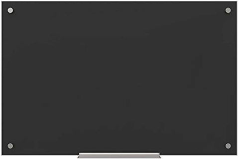 U Brands Glass Dry Erase Board, 23 x 35 Inches, Black Non-Magnetic Surface, Frameless (170U00-01)