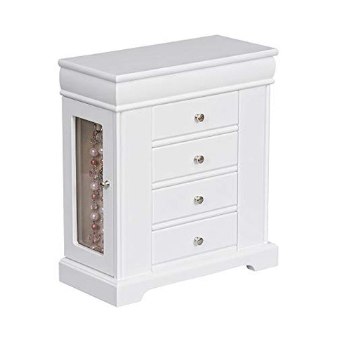 Mele & Co. Kate Wooden Glass Door Jewelry Box in White Finish