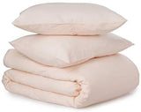 Welhome Premium Relaxed Linen Cotton Duvet Cover Set - Full/Queen Size - 88"x 92" - Supersoft - Superior Comfort - Breathable - All Season - Machine Washable -Blush