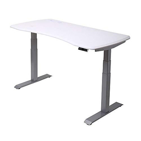 WorkPro 60"W Electric Height-Adjustable Standing Desk with Wireless Charging, White