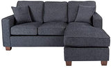 OSP Home Furnishings Russell Reversible Sectional Sofa with 2 Pillows and Coffee Finished Legs, Navy