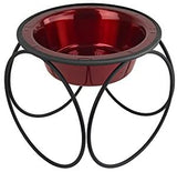 Platinum Pets Single Olympic Diner Feeder with Stainless Steel Dog/Cat Bowl, 1.25 cup/10 oz, Candy Apple Red