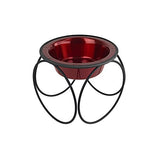 Platinum Pets Single Olympic Diner Feeder with Stainless Steel Dog/Cat Bowl, 1.25 cup/10 oz, Candy Apple Red
