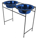 Platinum Pets Double Diner Feeder with Stainless Steel Dog Bowls, 3.5 cup/28 oz, Sapphire Blue