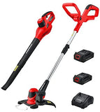 PowerSmart PS76115A 20V Lithium-Ion Cordless String Trimmer/Edger and Blower Combo Kit (Include Two Battery and Charger)