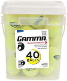 Gamma Pressureless Tennis Ball Bucket| Bucket w/40 Practice Balls| Ideal for All Court Types| Premium Tennis Accessories, Yellow