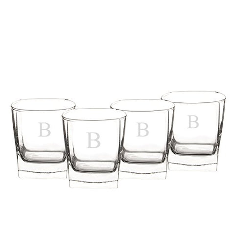 Cathy's Concepts Personalized Whiskey Glasses, Set of 4, Letter B