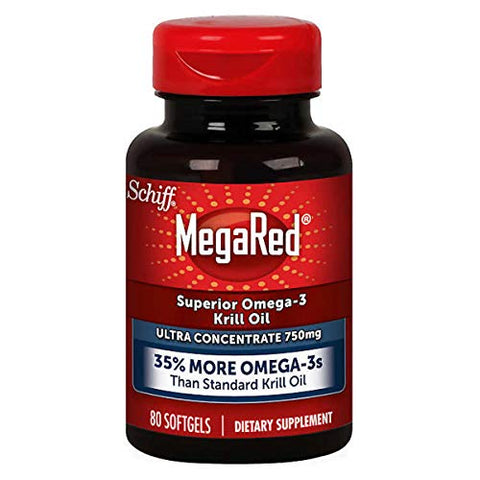 Schiff MegaRed Expect More Omega-3 Krill Oil, Ultra Concentrate 750 mg, 80 Softgels