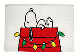 Peanuts Snoopy on Dog House Be Merry Cotton Bath Rug in White, 20-Inch x 30-Inch