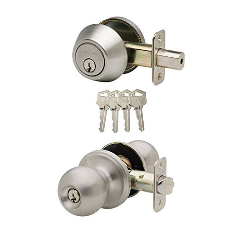 Copper Creek BKDB141SS Door Knob Keyed Alike with Deadbolt Combination, Satin Stainless