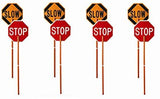 Cortina 03-822P ABS Plastic Pole Mounted Paddle Sign, Legend"Stop/Slow", 106" Height, Red on Orange - 4 Pack