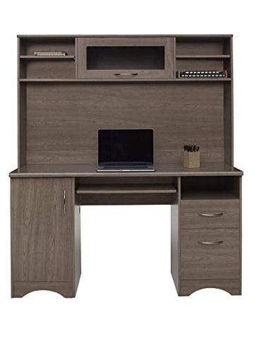 Realspace Pelingo 56"W Desk with Hutch, 64"H x 55-1/2"W x 23"D, Gray