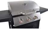 RevoAce GBC1706W 3-Burner LP Gas Grill with 2 Side Shelves, Stainless Steel