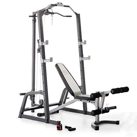 Marcy Pro Deluxe Cage System with Weightlifting Bench All-in-One Home Gym Equipment PM-5108