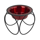Platinum Pets Single Olympic Diner Feeder with Stainless Steel Dog/Cat Bowl, 1.25 cup/10 oz, Candy Apple Red