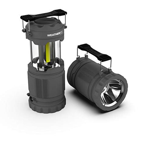 WeatherRITE 300 Lumen COB LED Lantern and Bright LED Spot Light Pop Up 6674 Â Two Light Modes, Fully Dimmable, Rubberized Body, Water and Impact Resistant, 3X AA Batteries Included - Grey