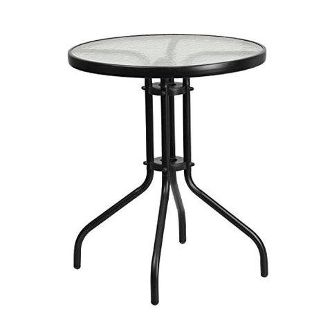 Flash Furniture 23.75'' Round Tempered Glass Metal Table