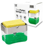S&T INC. Soap Pump Dispenser and Sponge Holder, 13 Ounces, Silver (592401)