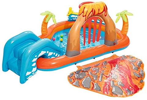 Mopoq 104'' Inflatable Lava Lagoon Swimming Pool Play Center for Kids Summer Water Swim Game Garden Outdoor Ground Fun Raft