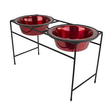 Platinum Pets Double Diner Feeder with Stainless Steel Dog Bowls, 3.5 cup/28 oz, Sapphire Blue