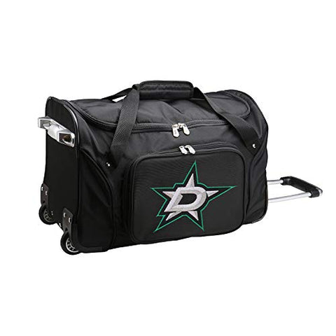 Denco NHL Dallas Stars Wheeled Duffle Bag, Black, NHSTL401, 22 x 12 x 5.5