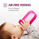 Boon, NURSH Reusable Silicone Pouch Bottle, Air-Free Feeding, 8 Ounce with Stage 2 Medium Flow Nipple (Pack of 3)