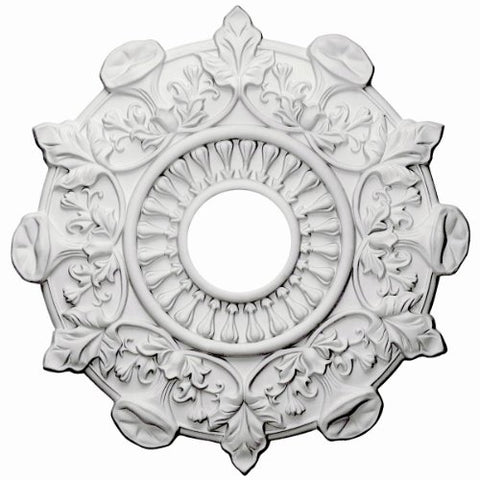 Ekena Millwork CM17PR Preston Ceiling Medallion, 17 1/2"OD x 4"ID x 1"P (Fits Canopies up to 4"), Factory Primed