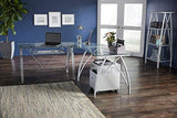 Realspace Vista Glass 76"W L-Shaped Desk, Silver