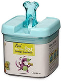 Small 5"H Flip-Tite Bone Square Pet Food Storage Canister in Clear/Blue
