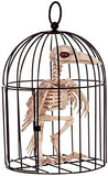 UHC Scary Haunted House Skeleton Crow In Cage Horror Party Halloween Decoration