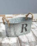 Rustic Design Galvanized Monogram Buckets-Metal and Jute-Features Your Initial and Both Sides Have Rope-Perfect for Storing Almost Anything Around Your Home- Multiple Design Available (L)