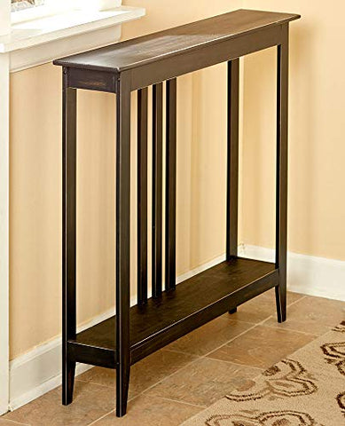 Slim Entry Table - Space-Saving Accent Table with Distressed Finish - Black
