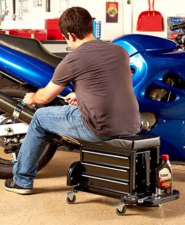 Rolling Work Seat with Built-In Toolbox