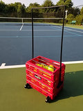 Tourna Ballport Deluxe Tennis Ball Hopper with Wheels - Holds 80 Balls, Red