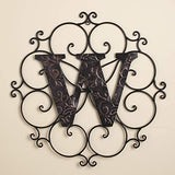 The Lakeside Collection Monogram Wall Hanging Decoration with Distressed Scrollwork Finish - W