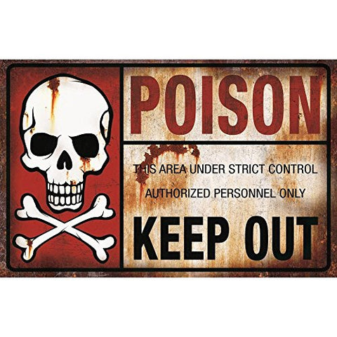 Poison Keep Out Metal Sign Halloween Decoration