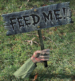 FunWorld Creepy Feed Me Warning From Below Sign Horror Halloween Yard Decoration