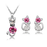 Cat necklace and earrings set (Multiple Colors Available)