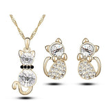 Cat necklace and earrings set (Multiple Colors Available)