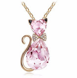 Crystal Cat Necklace (Multiple Colors Available)
