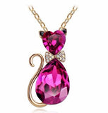 Crystal Cat Necklace (Multiple Colors Available)