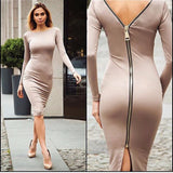 Long sleeve sexy dress with full zipper on the back (Multiple Colors Available)