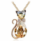 Crystal Cat Necklace (Multiple Colors Available)