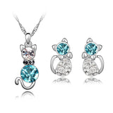 Cat necklace and earrings set (Multiple Colors Available)